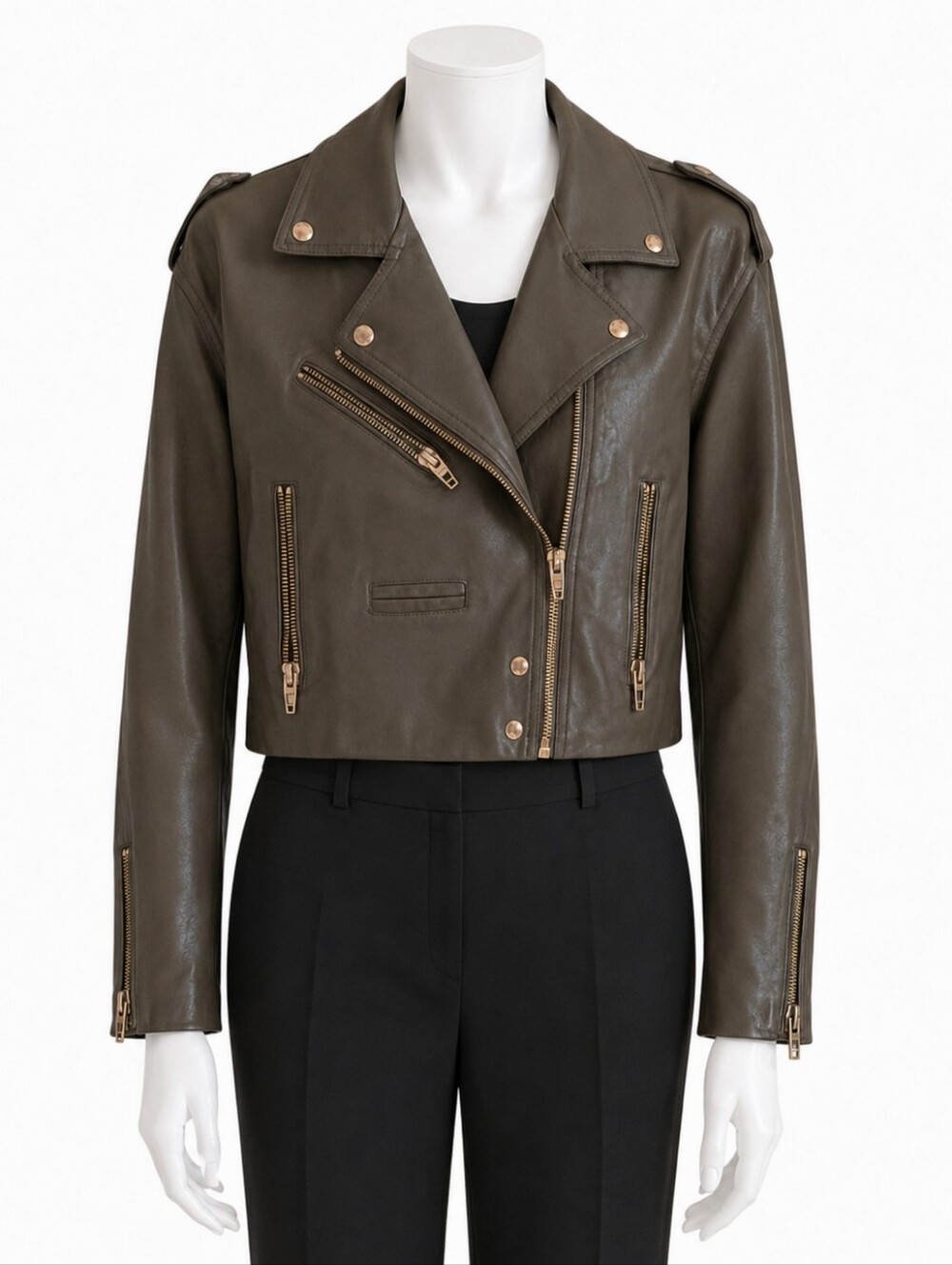 BLANKNYC Faux Leather Crop Moto Jacket Medium
